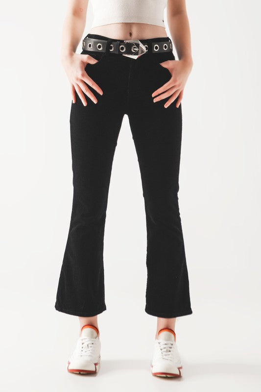 Corduroy Black Flare Pants Clothing Q2   