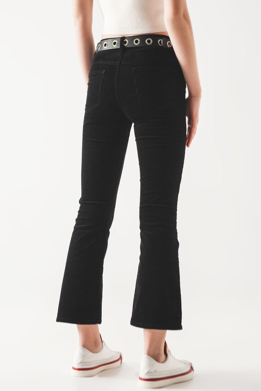 Corduroy Black Flare Pants Clothing Q2   