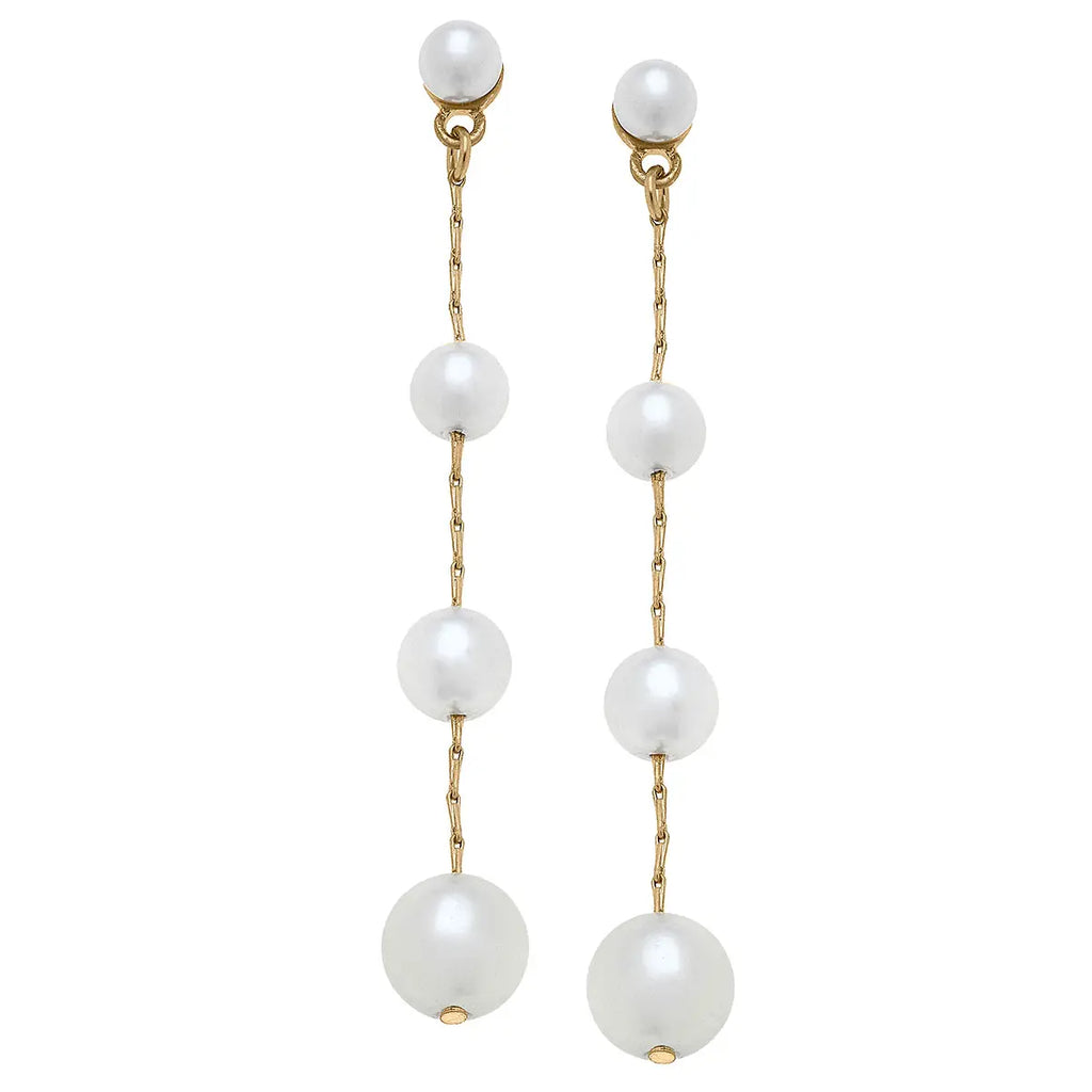Audrey Pearl Earrings Ivory And Worn Gold Jewelry Peacocks & Pearls Lexington   