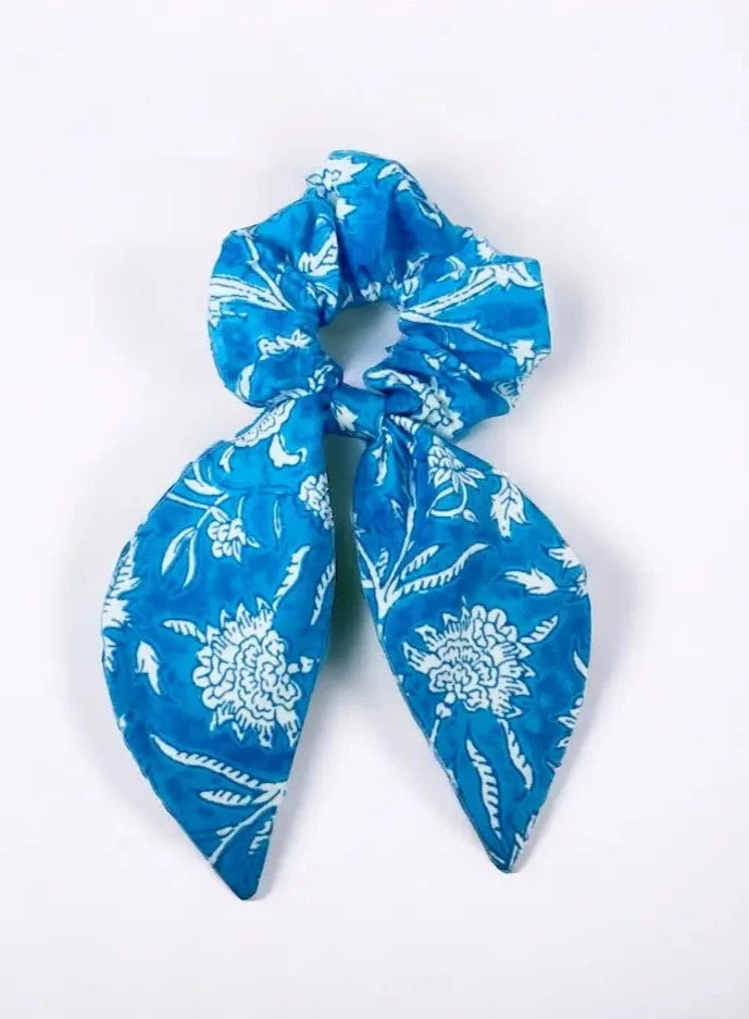 Cora Block Print Butterfly Tail Scrunchie Accessory Peacocks & Pearls Lexington   