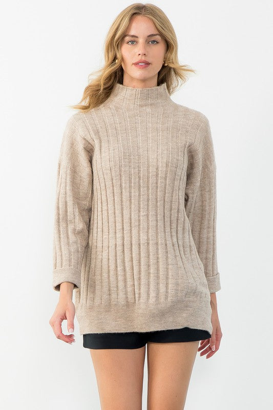 The Slouchy Mock Neck Sweater Clothing THML   