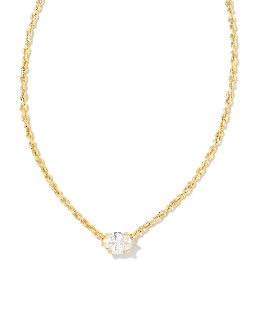 Cailin Crystal Pendant Birthstone Necklace Jewelry Kendra Scott April - White Crystal  