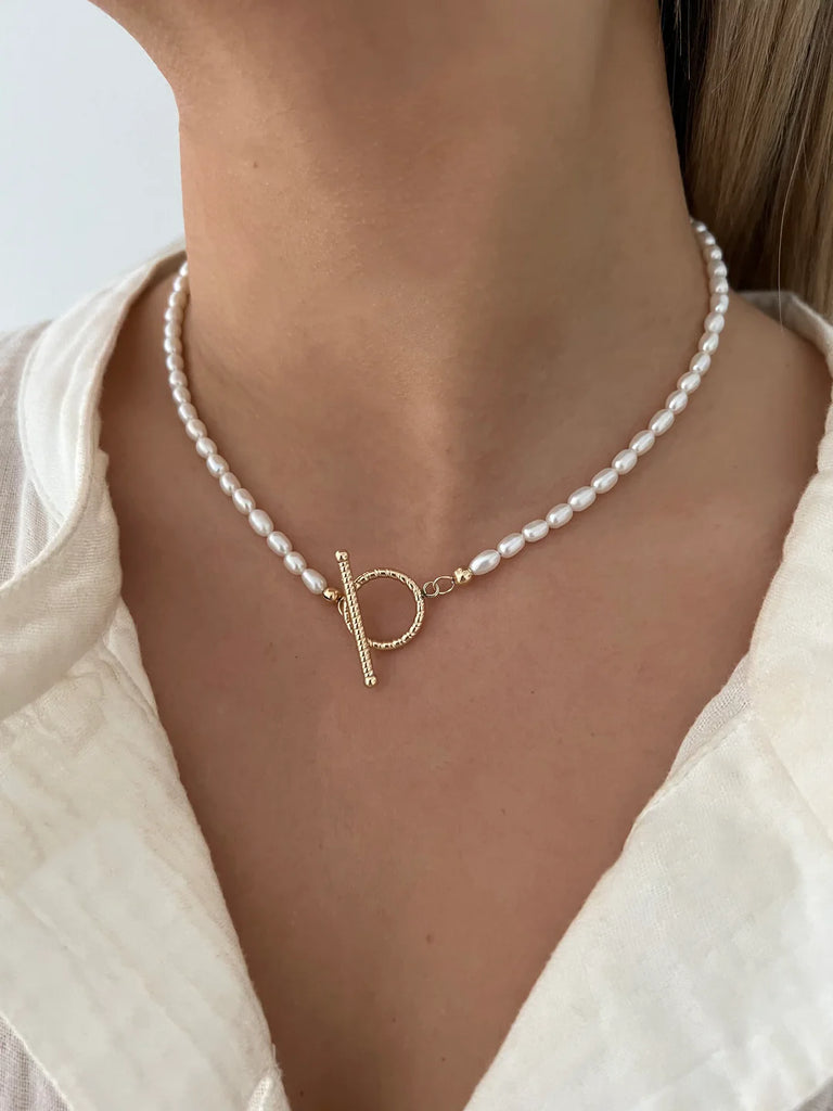 Ariel Pearl Toggle Necklace Jewelry ALV Jewels   