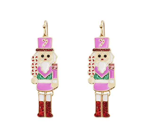 Pink Nutcracker Earrings Peacocks & Pearls Lexington