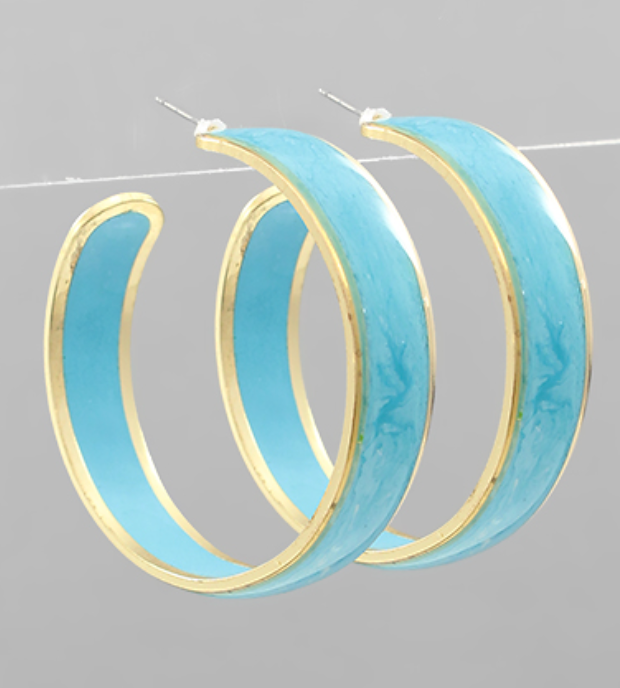 Acrylic Color Hoop Earrings Jewelry Golden Stella Teal  