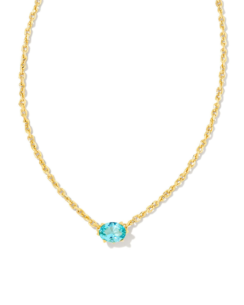 Cailin Crystal Pendant Birthstone Necklace Jewelry Kendra Scott March - Aqua Crystal  