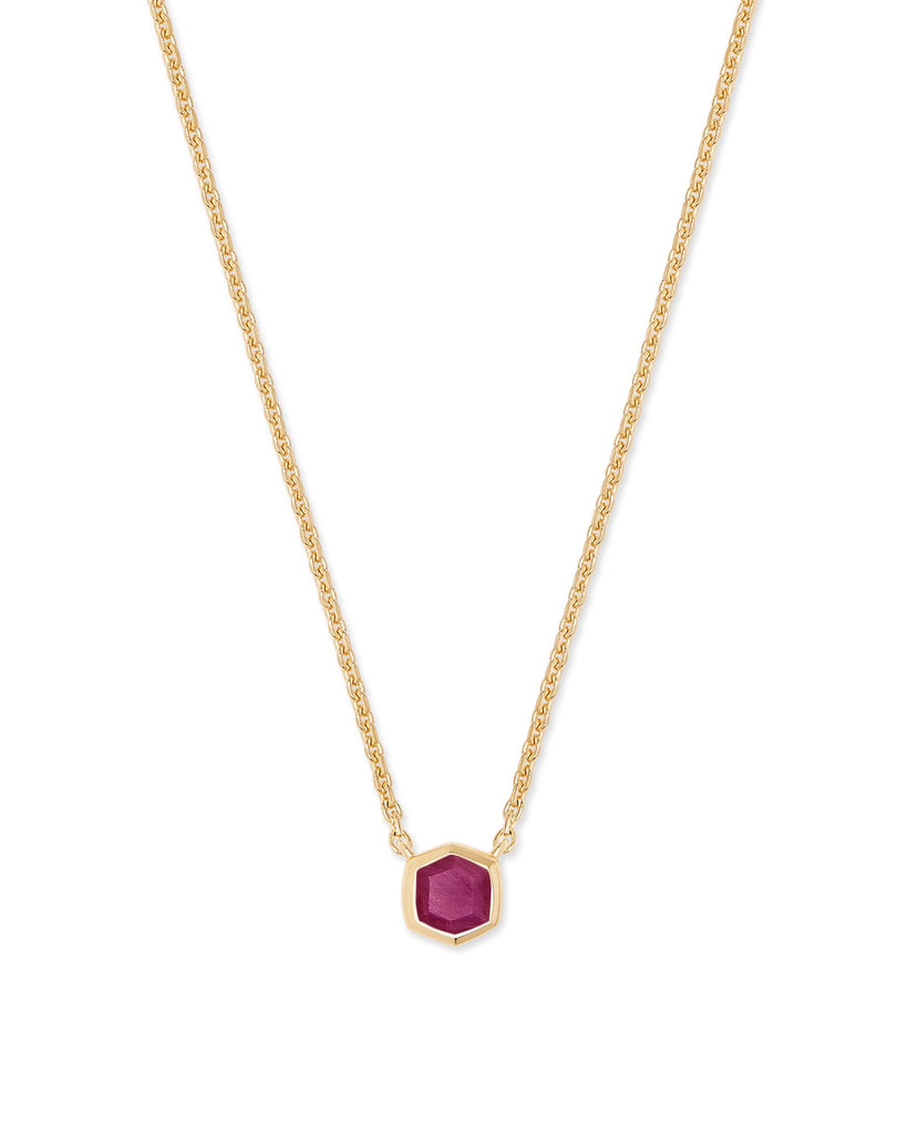 Davie Pendant Necklace 18K Gold Vermeil Jewelry Kendra Scott Pink Ruby  