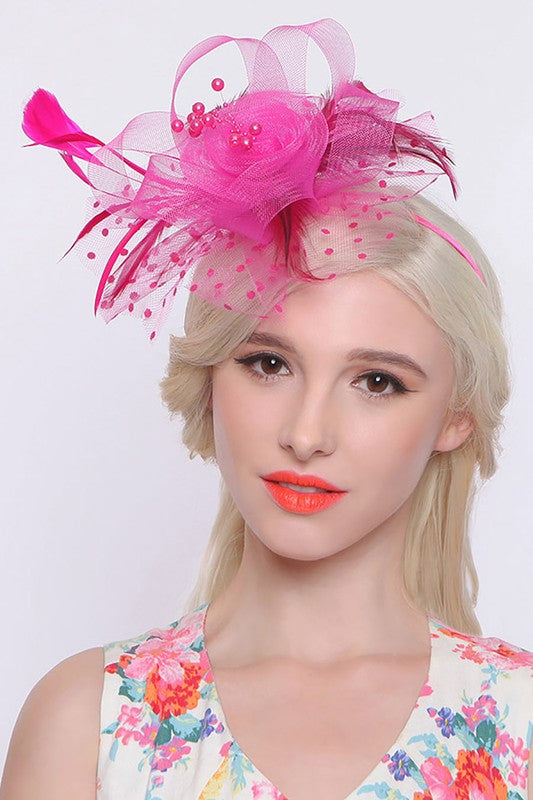 Flower W/ Polka Dots Fascinator Peacocks & Pearls Lexington