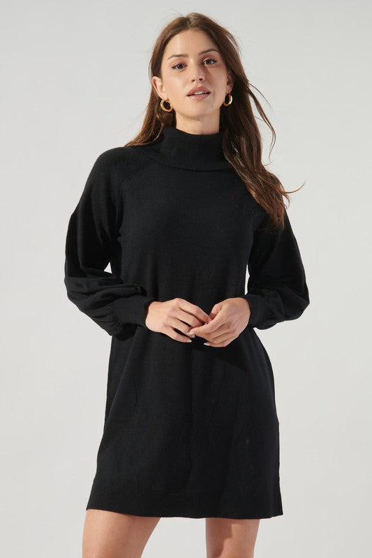 Turtleneck Sweater Dress w/ Peasant Sleeves Clothing SugarLips   