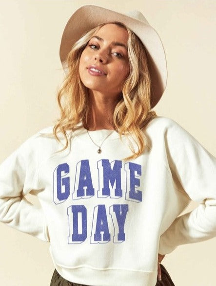 Game Day White Cropped Crew Neck Clothing Oat Collective   