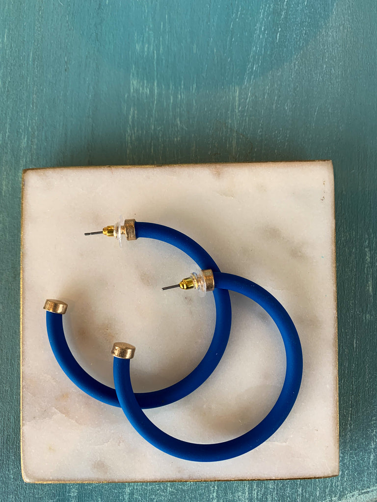 Royal Blue/White Hoops Jewelry Golden Stella 50mm Royal Blue  
