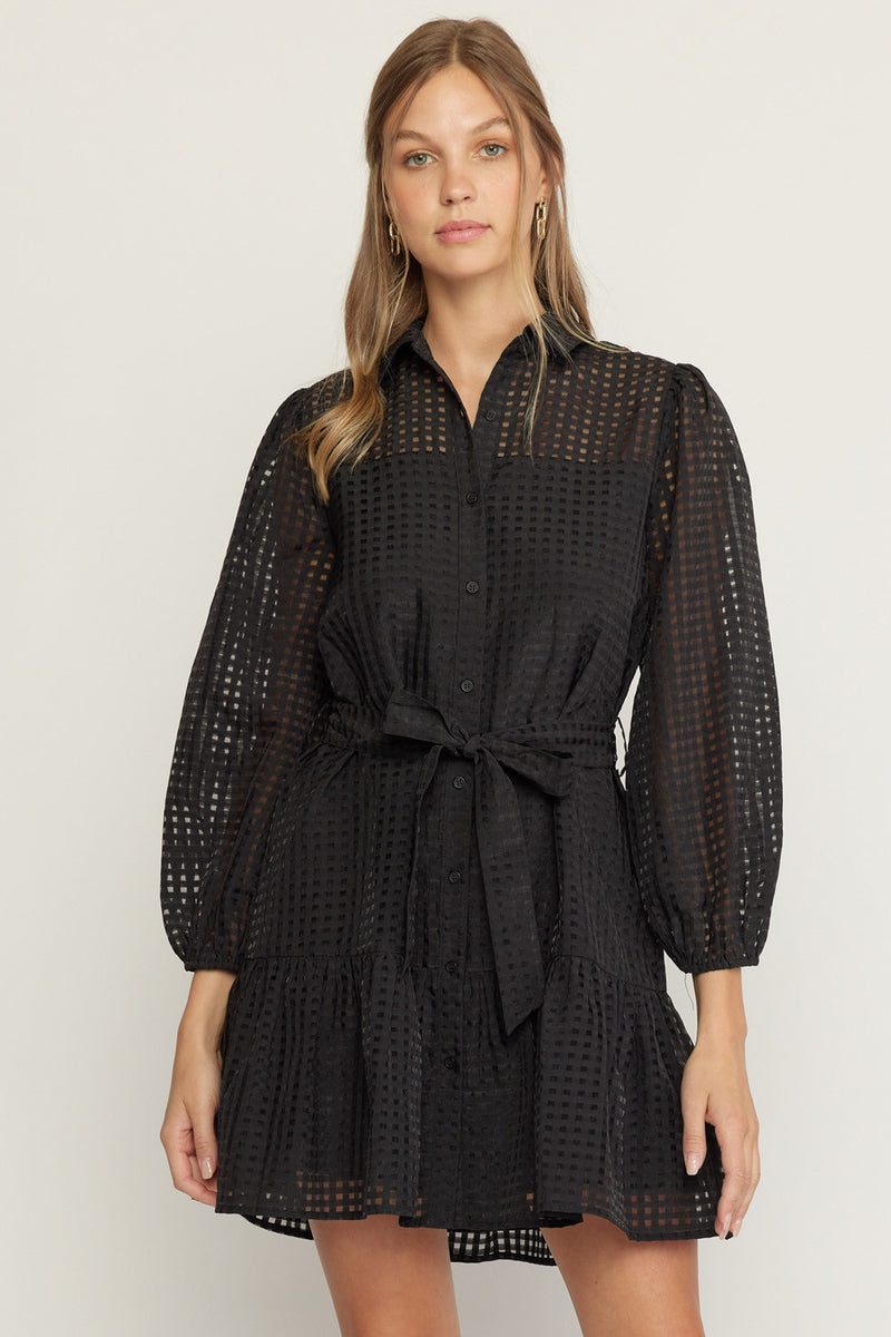 Black Grid Print Collared Button Up Dress – Peacocks & Pearls Lexington