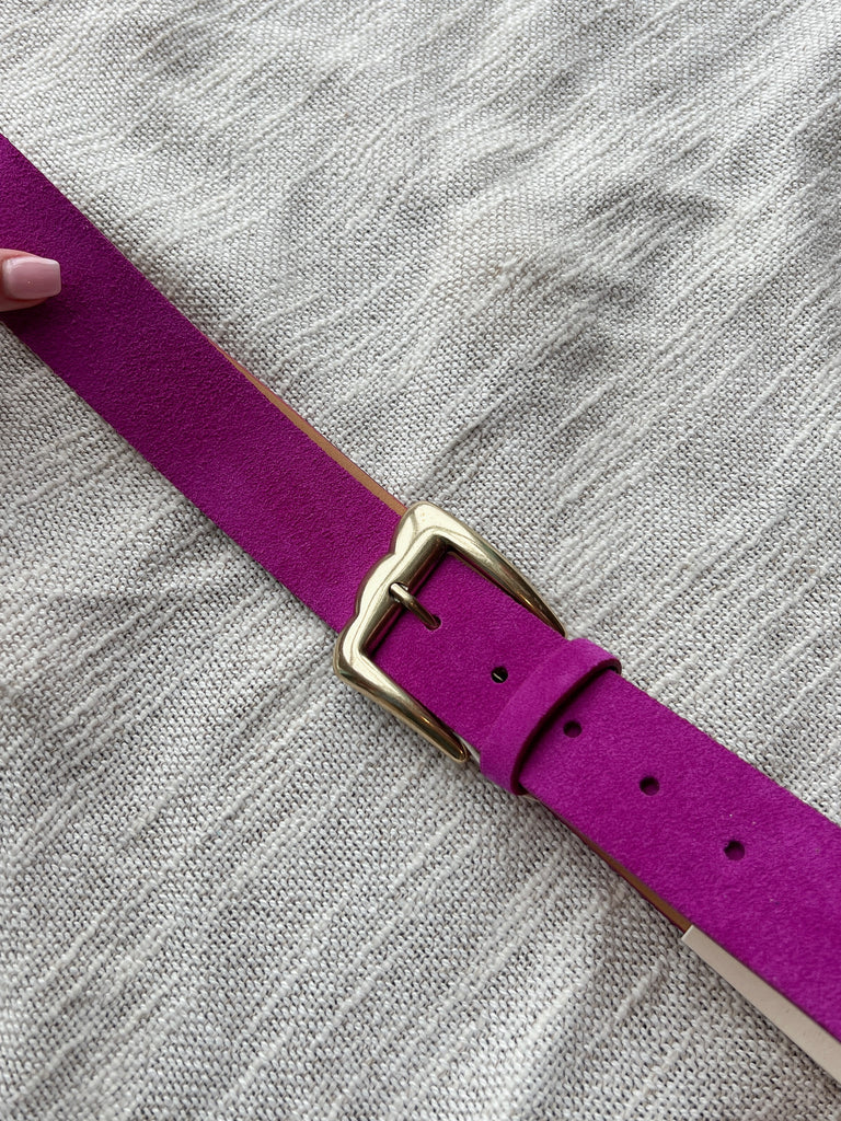 Magenta Suede Leather Belt Accessory Frnch   