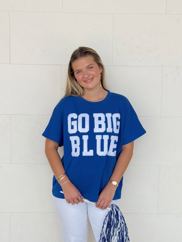 Go Big Blue Chenille Shirt Clothing Peacocks & Pearls Lexington