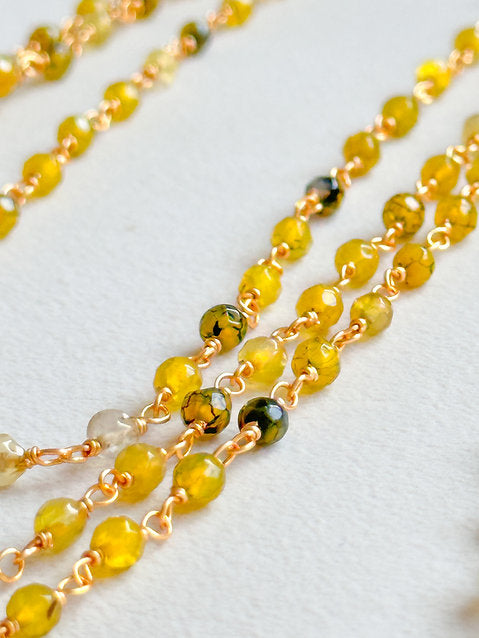 Mustard 3 Tier Multi Strand Stone Necklace Jewelry Peacocks & Pearls Lexington   