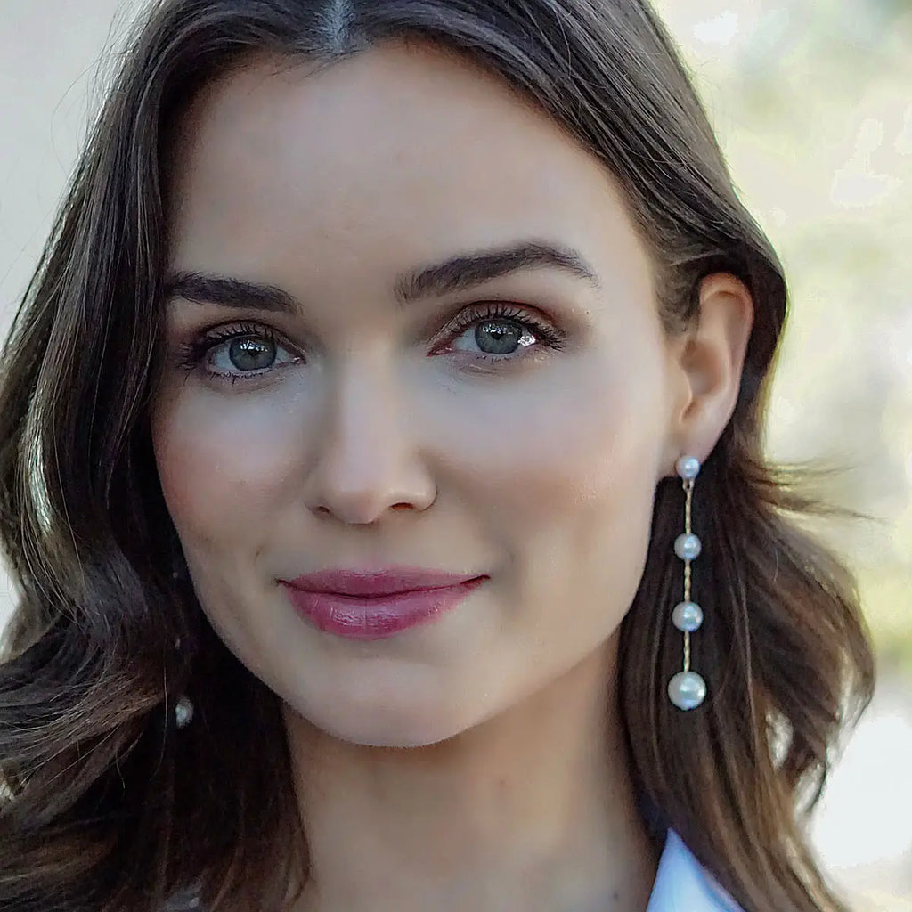 Audrey Pearl Earrings Ivory & Worn Gold Jewelry Peacocks & Pearls Lexington   