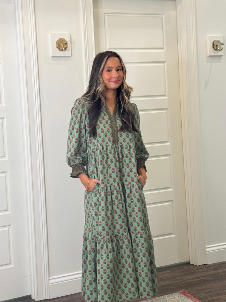 Eleanor Rosy Meadow Dress Clothing Peacocks & Pearls Lexington