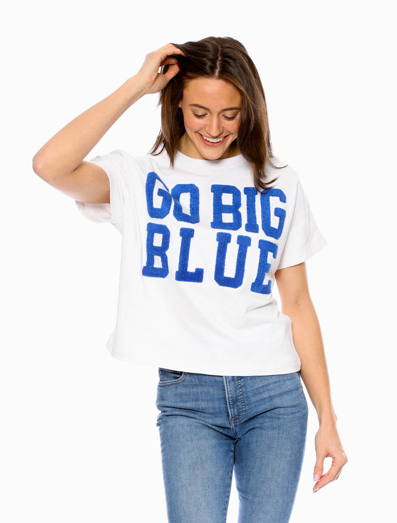 Go Big Blue Chenille Shirt Clothing Peacocks & Pearls Lexington   