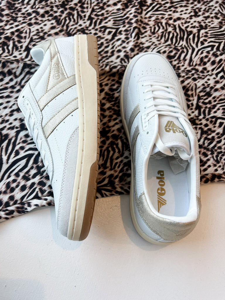 Falcon Mirror White/Gold Sneakers Shoes Peacocks & Pearls Lexington   