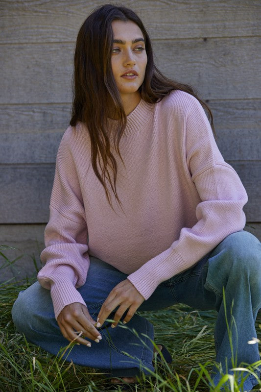 Lavender Mock Neck Oversized Sweater Clothing By Together   