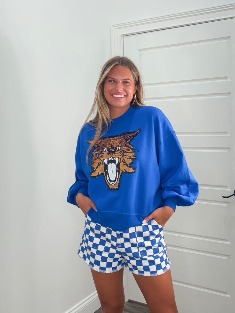 The Wildcat Sequin Balloon Pullover Clothing Peacocks & Pearls Lexington   