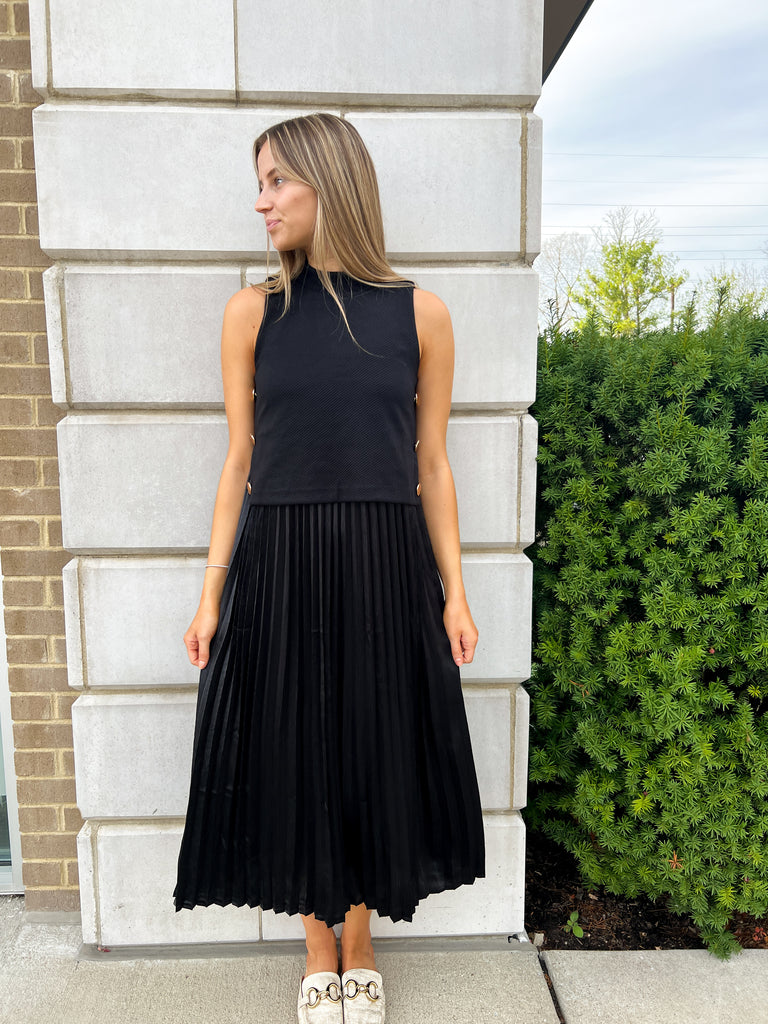 The Timeless Pleat Dress Clothing Peacocks & Pearls Lexington Black XS 