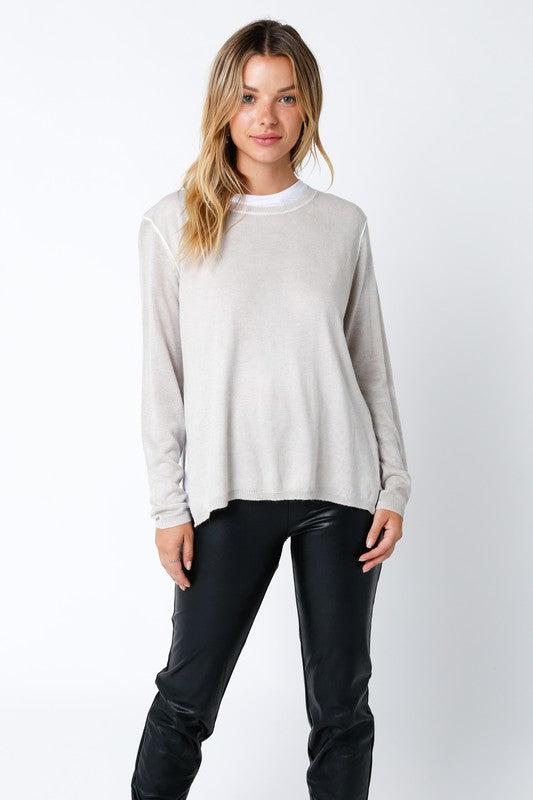 Layer Up Light Sweater Clothing Olivaceous   