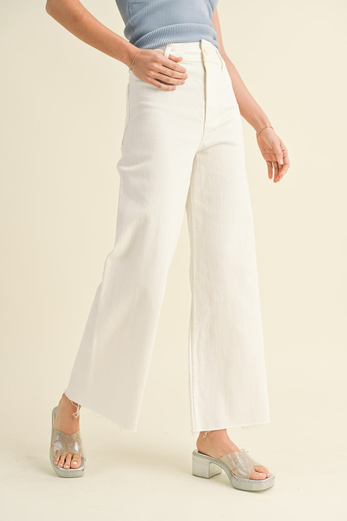 High Rise Straight Wide Leg Pants Clothing Peacocks & Pearls Lexington White S 