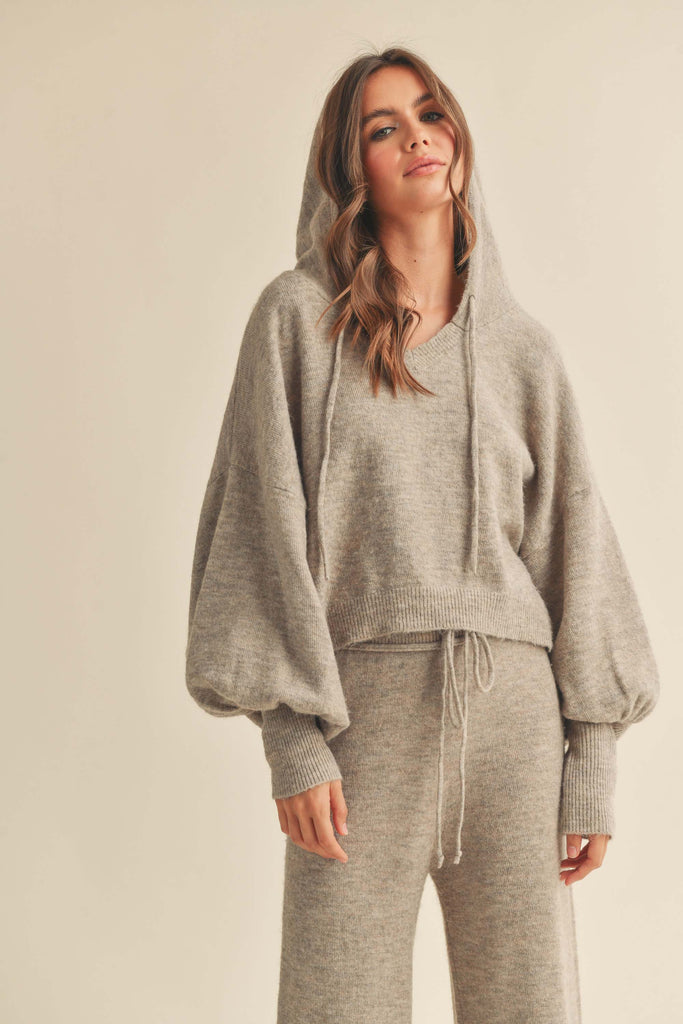 Grey Hoodie Sweater Set Clothing Miou Muse   