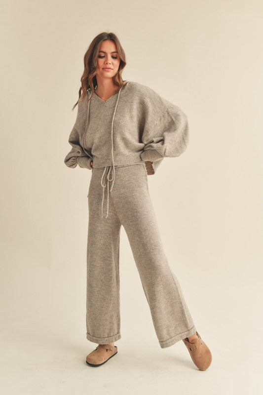 Grey Hoodie Sweater Set Clothing Miou Muse   