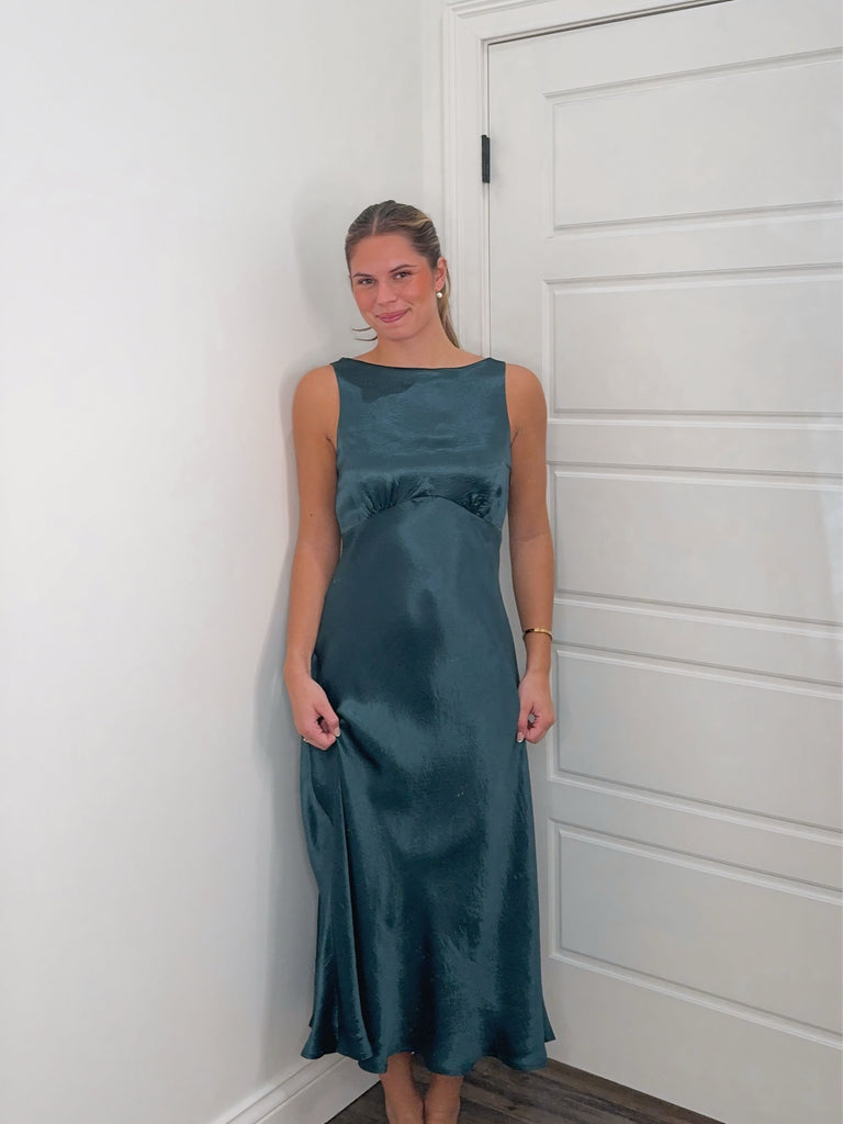 The Satin Spruce Dress Clothing Peacocks & Pearls Lexington