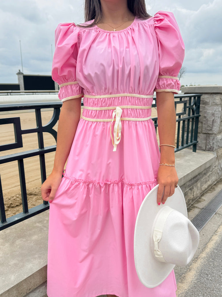 Sunday Best Pink Midi Dress Clothing Peacocks & Pearls Lexington   