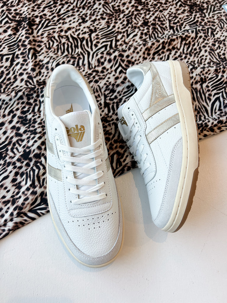 Falcon Mirror White/Gold Sneakers Shoes Peacocks & Pearls Lexington   