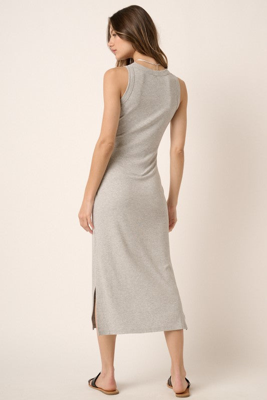 Grey Rib Knit Midi Casual Dress Peacocks & Pearls Lexington Grey Rib Knit Midi Casual Dress Peacocks & Pearls Lexington