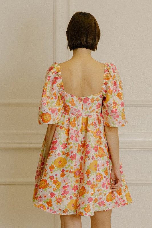 Multi Floral 3/4 Puff Sleeve Babydoll Dress Peacocks & Pearls Lexington Multi Floral 3/4 Puff Sleeve Babydoll Dress Peacocks & Pearls Lexington