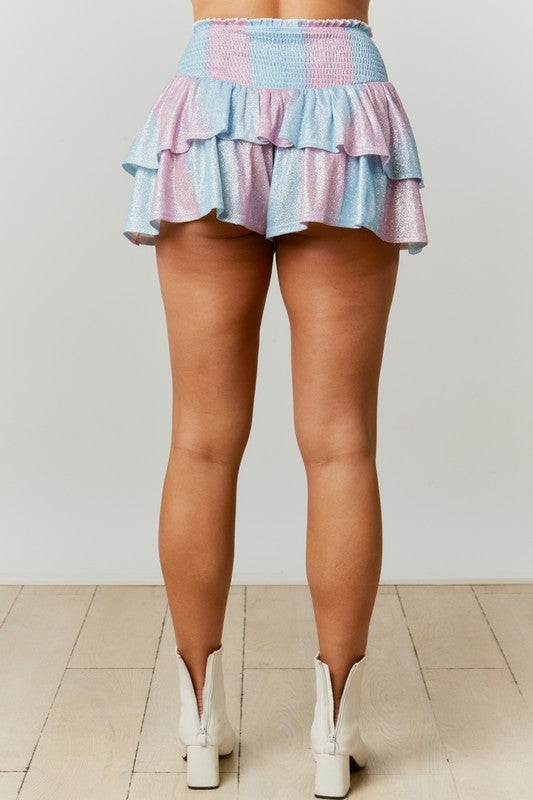 Purple/Blue Glitter Striped Ruffle Skirt Clothing Peach Love CA   