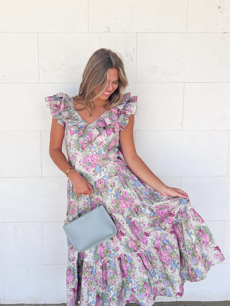 The Bobbie Floral Midi Dress Clothing Peacocks & Pearls Lexington   