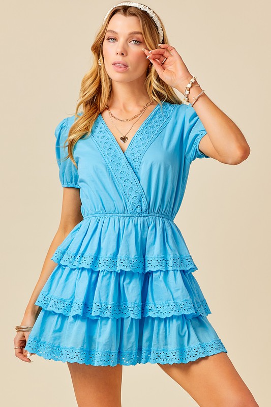 Oh Darling Romper Dress Clothing Day + Moon Blue S 