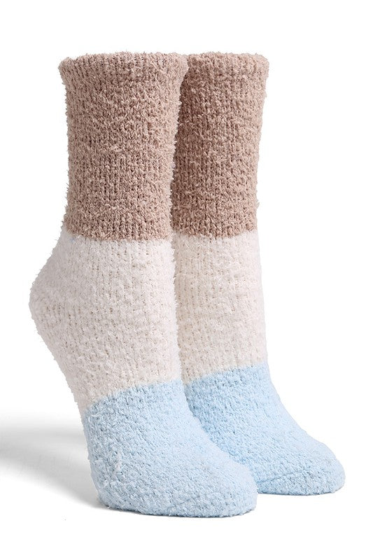 Color Block Fuzzy Socks Clothing Janice Apparal   