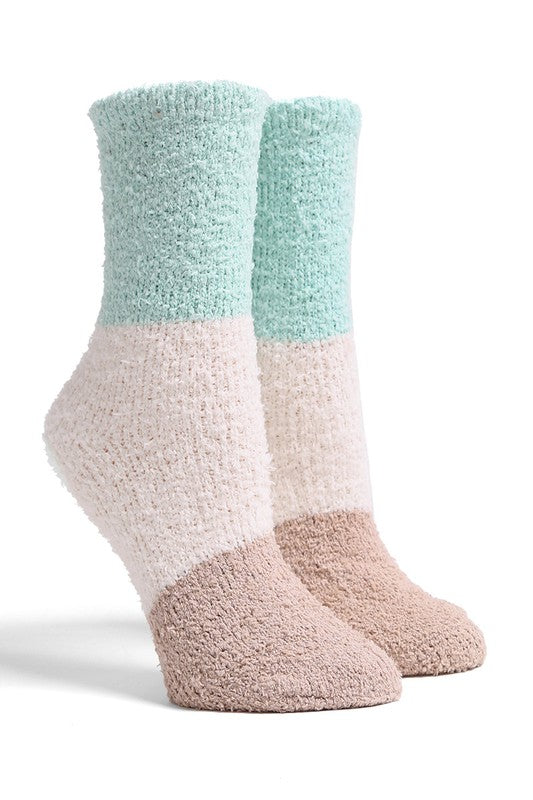 Color Block Fuzzy Socks Clothing Janice Apparal   