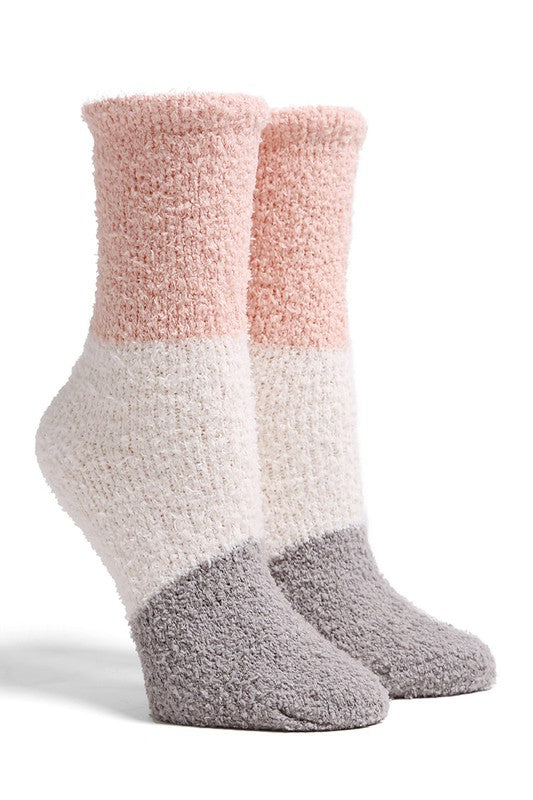 Color Block Fuzzy Socks Clothing Janice Apparal   