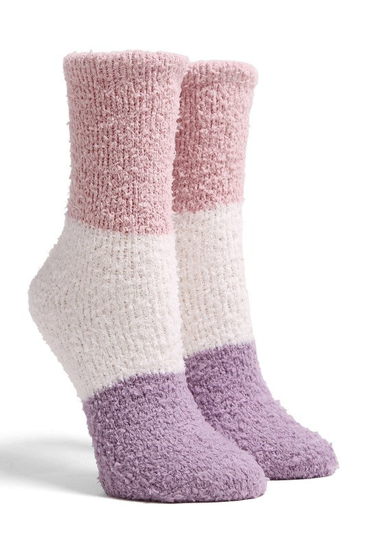 Color Block Fuzzy Socks Clothing Janice Apparal   