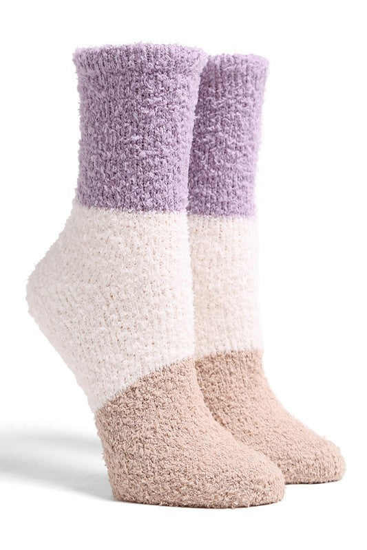 Color Block Fuzzy Socks Clothing Janice Apparal   