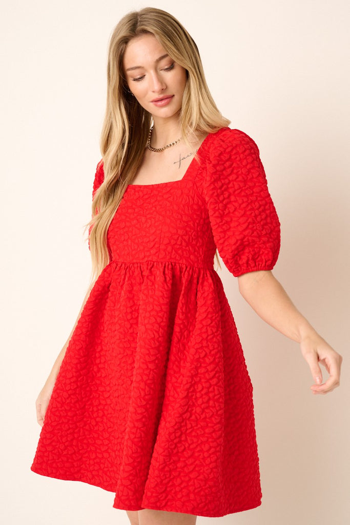 Red Textured Babydoll Dress Clothing Mittoshop   