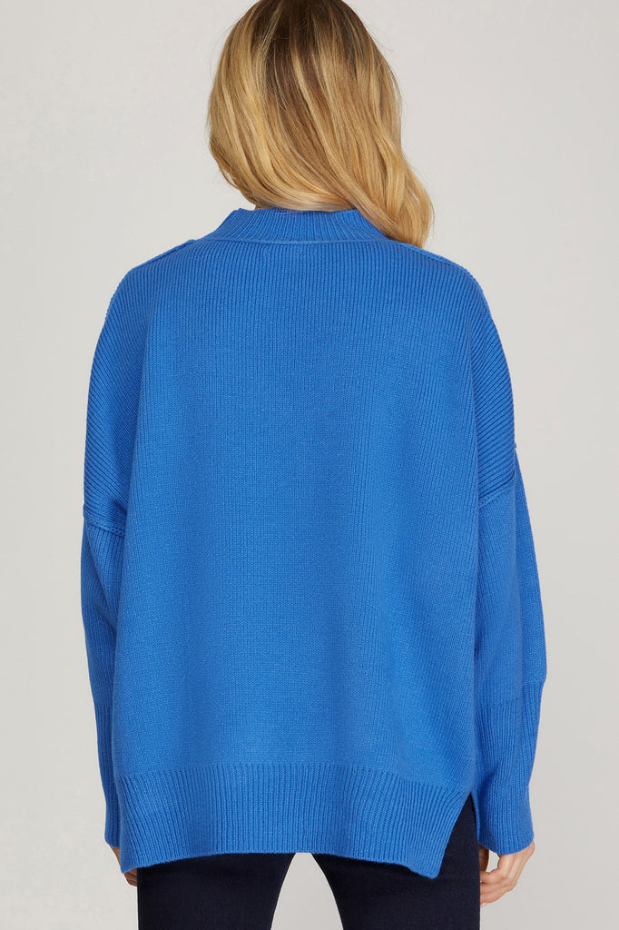 Diva In Blue Oversized Sweater Clothing Peacocks & Pearls Lexington   