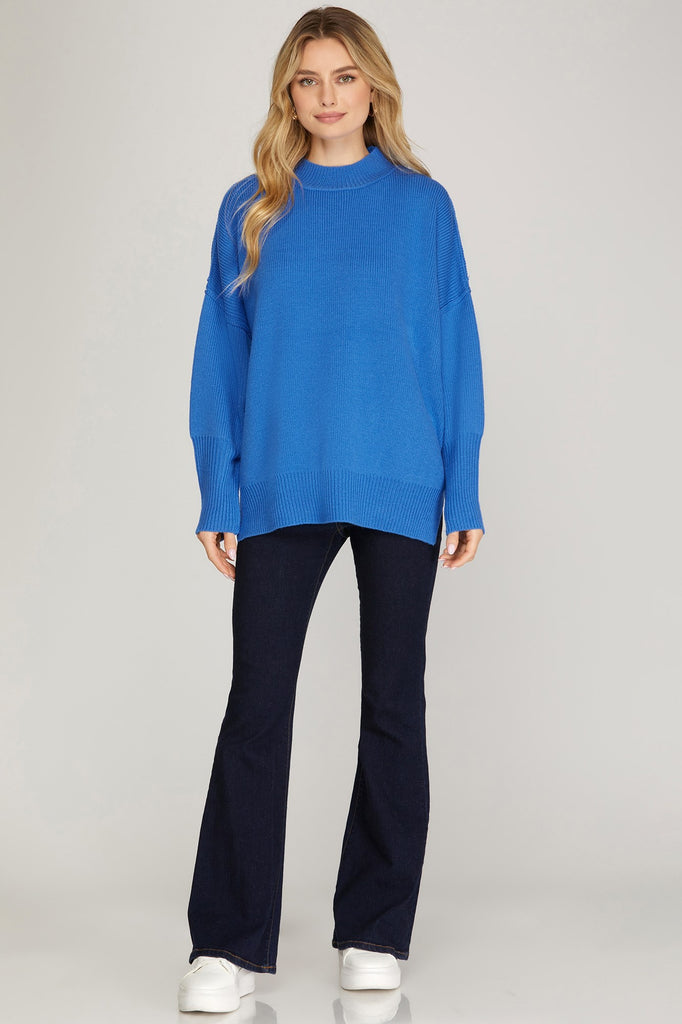 Diva In Blue Oversized Sweater Clothing Peacocks & Pearls Lexington   