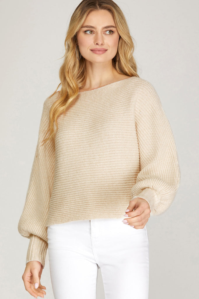 Make The Whole Place Shimmer Sweater Clothing She + Sky Cream S 