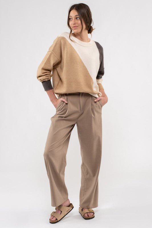 Gonna Love Colorblock Knit Sweater Clothing Blu Pepper   