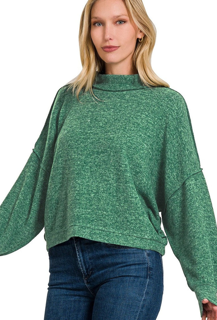 Sleepy Morning Sweater Clothing Zenana Green S/M 