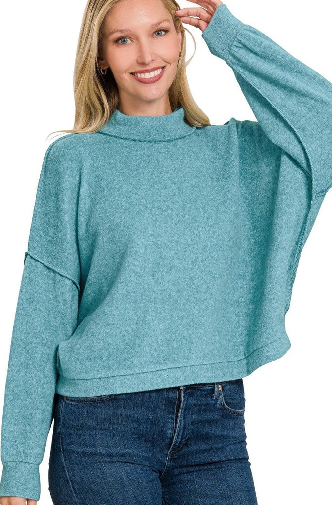 Sleepy Morning Sweater Clothing Zenana Teal S/M 